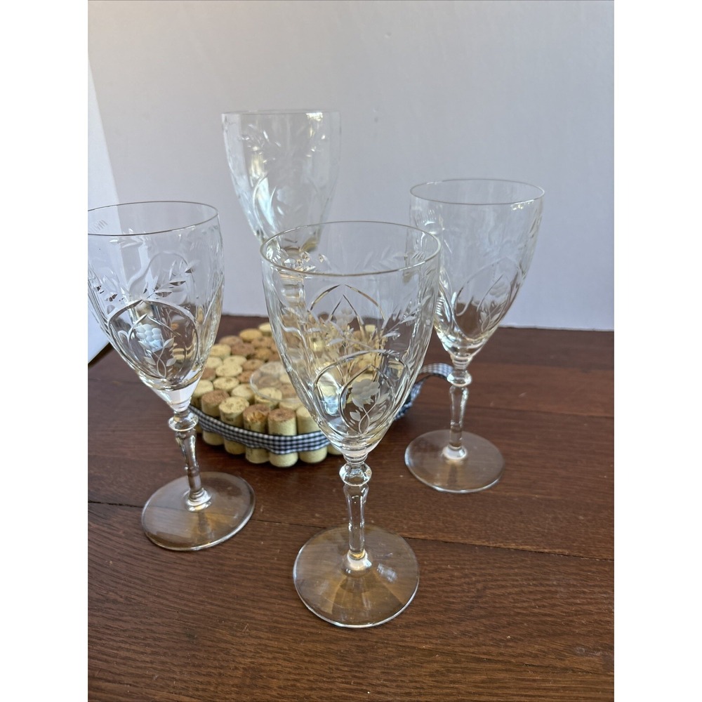 Set Of 4 Water Goblet Rock Sharpe 2011-7 Collection Blown Glass‎ Made In USA